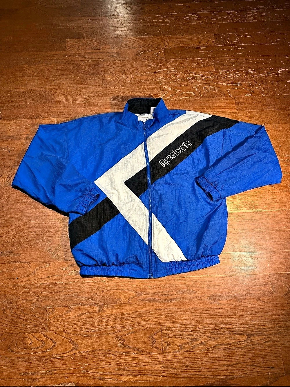 Vintage Reebok Blue White and Black Windbreaker